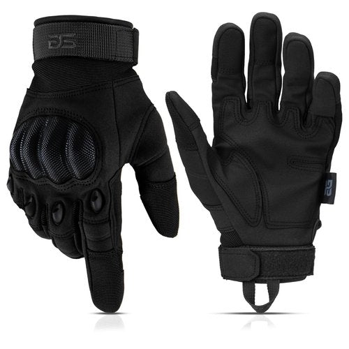 Glove Station Tactical Gloves for Men – Touchscreen Utility Gear with Hard Knuckle Protection Used in Motorcycle, Airsoft, Combat, Police, Shooting & Outdoor Work Black - Hard Knuckle Large