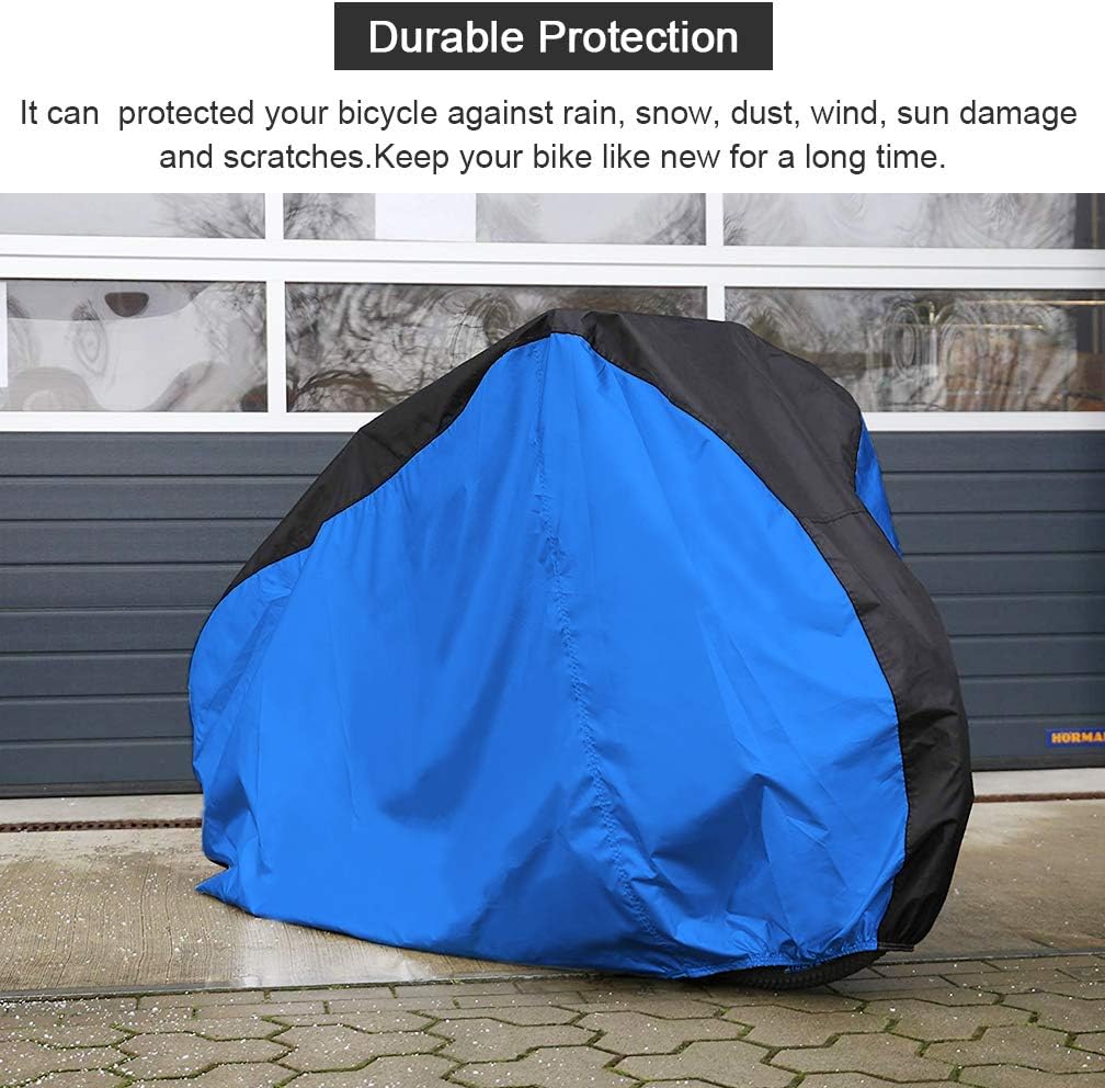 Roctee Bicycle Cover - Waterproof Anti-UV Protection for XL Bikes | Portable Storage Bag, 78.7''L x 27.6''W x 43.3''H, Black & Blue