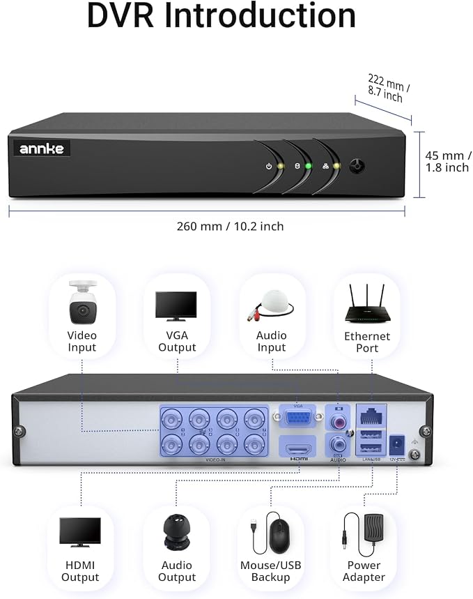 ANNKE 3K Lite 8CH Digital Video Recorder, H.265+ Hybrid 5-in-1 DVR