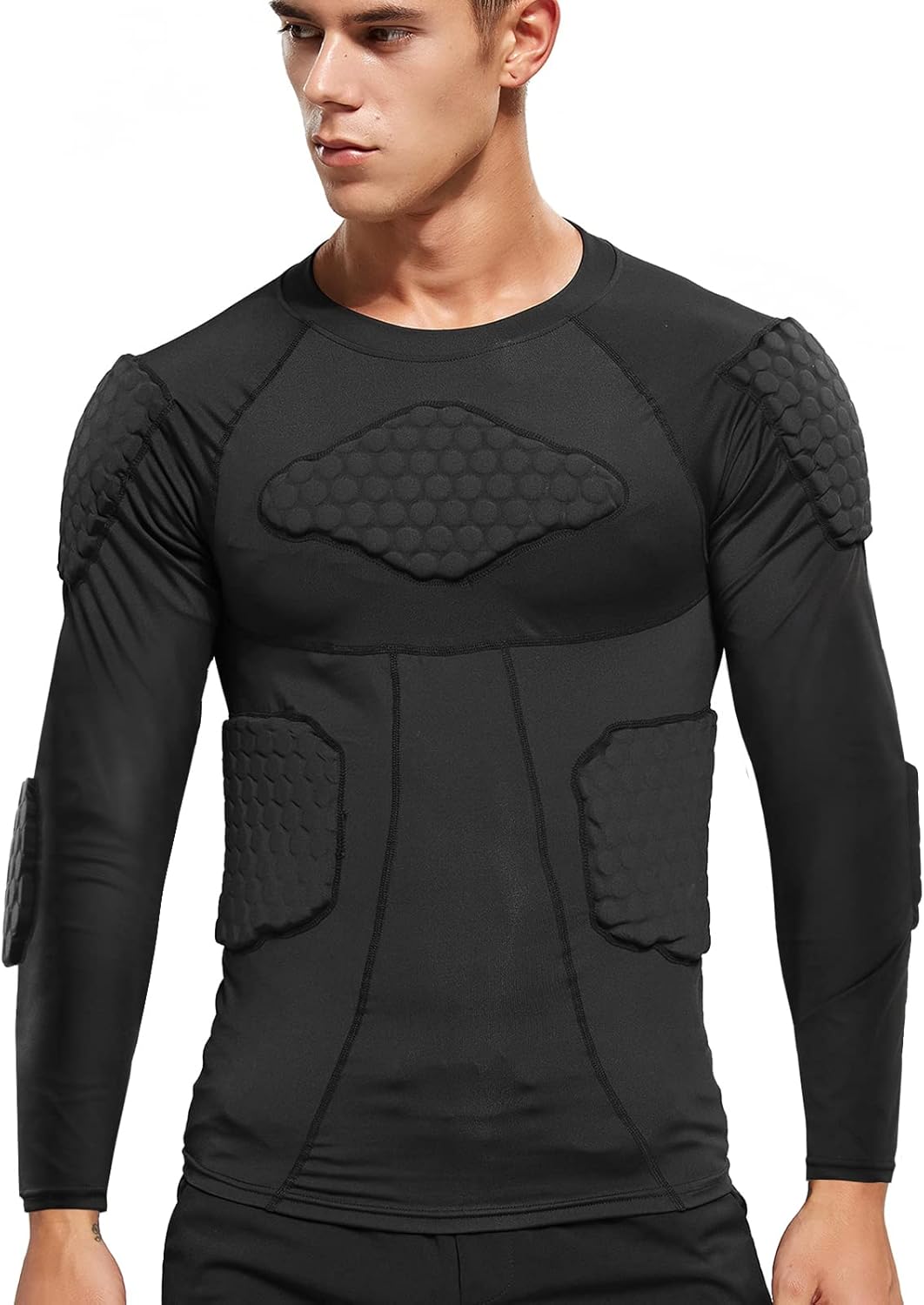 Zicac Men's Compression Rash Guard - Shock-Absorbing Protective Shirt for Soccer & Basketball
