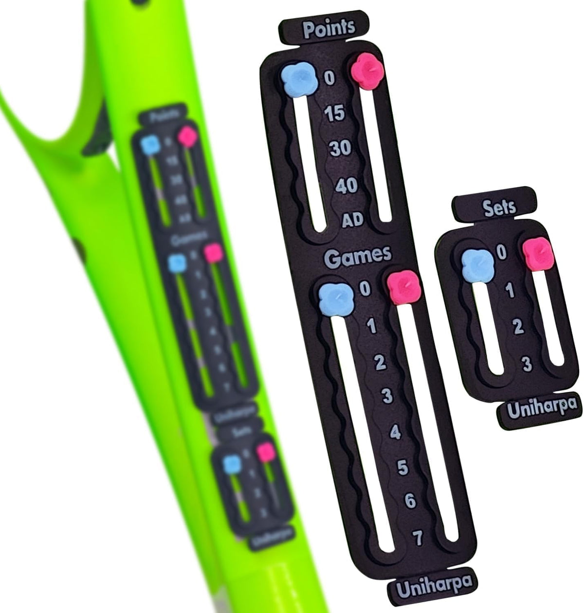 Uniharpa Portable Tennis Racket Scorekeeper - Lightweight Mini Scoreboard for Easy Point Tracking | 1.9g