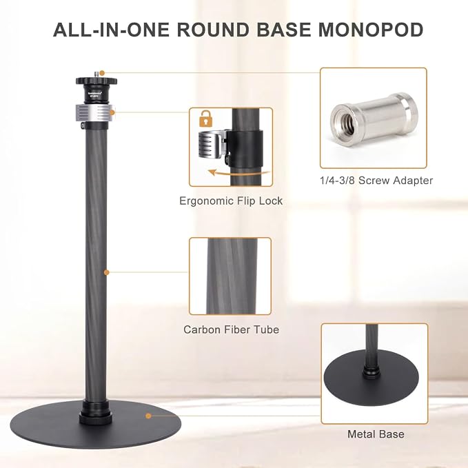 Koolehaoda Carbon Fiber Desktop Monopod Stand,