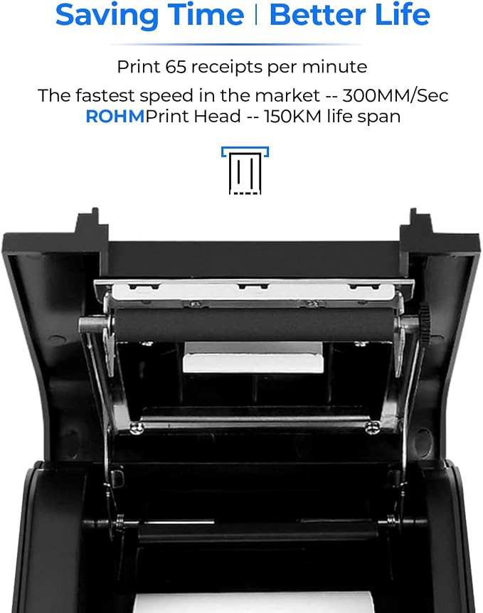 MUNBYN Receipt Printer P068, 3 1/8" 80mm Direct Thermal Printer, POS Printer