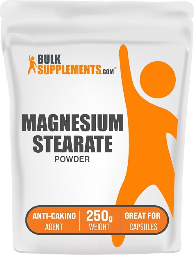 BulkSupplements.com Magnesium Stearate Powder - Anti-Caking, Flowing Agent, & Filler - Magnesium Stearate Food Grade, Servings May Vary - 250g (8.8 oz) (Pack of 1)