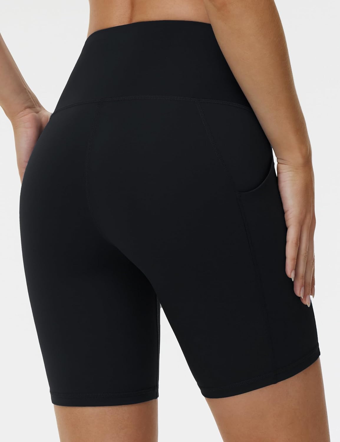 The Gym People Women's High Waist Workout Shorts - Stretchy Tummy Control Yoga Biker Shorts with Pockets
