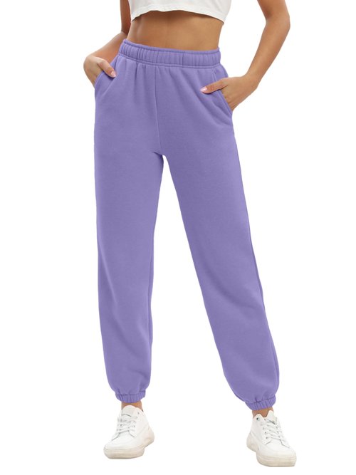 Baccarri Womens Sweatpants Baggy Sweatpants Drawstring Purple Track Pants Winter Fleece Lined Pants Women Lavender M