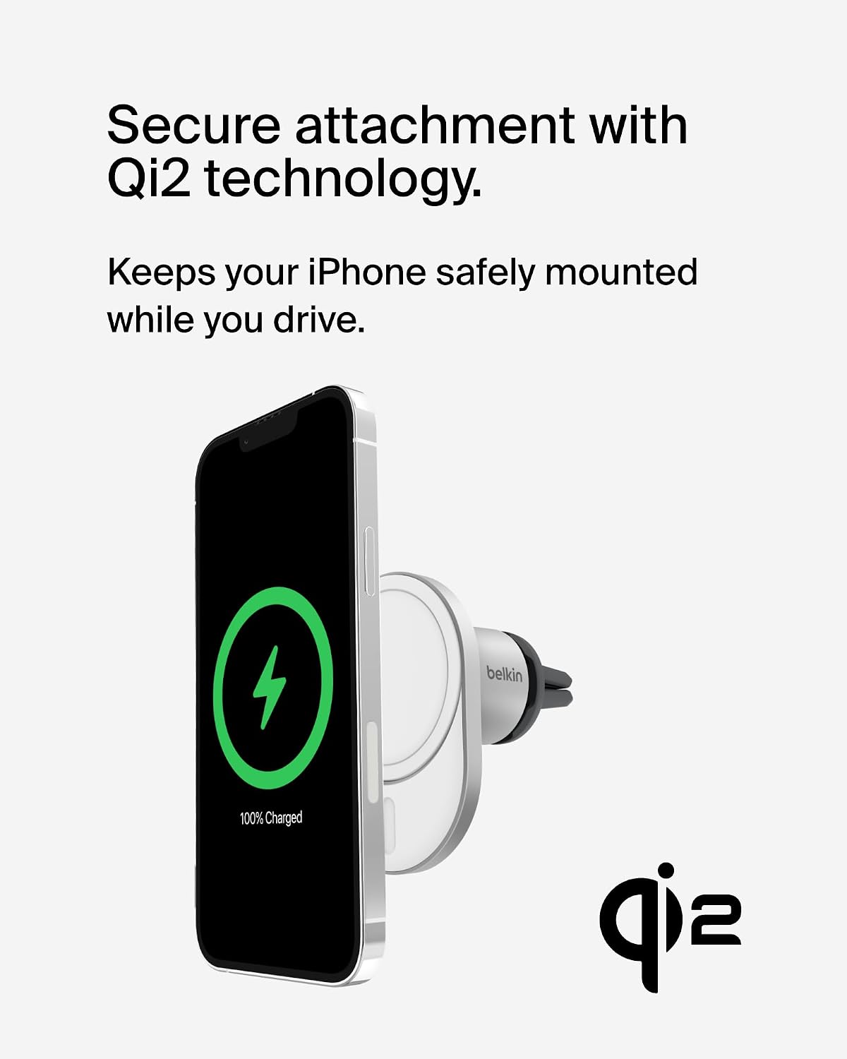 Belkin 15W MagSafe-Compatible Wireless Car Charger, Vent Mount