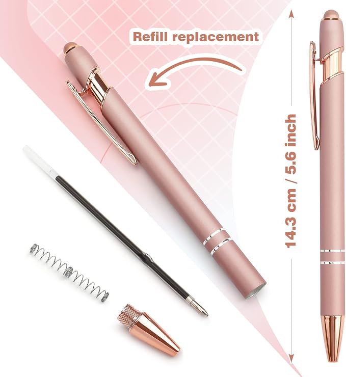 6 Pack Ballpoint Pen 2-in-1 Stylus Retractable Ballpoint Pen