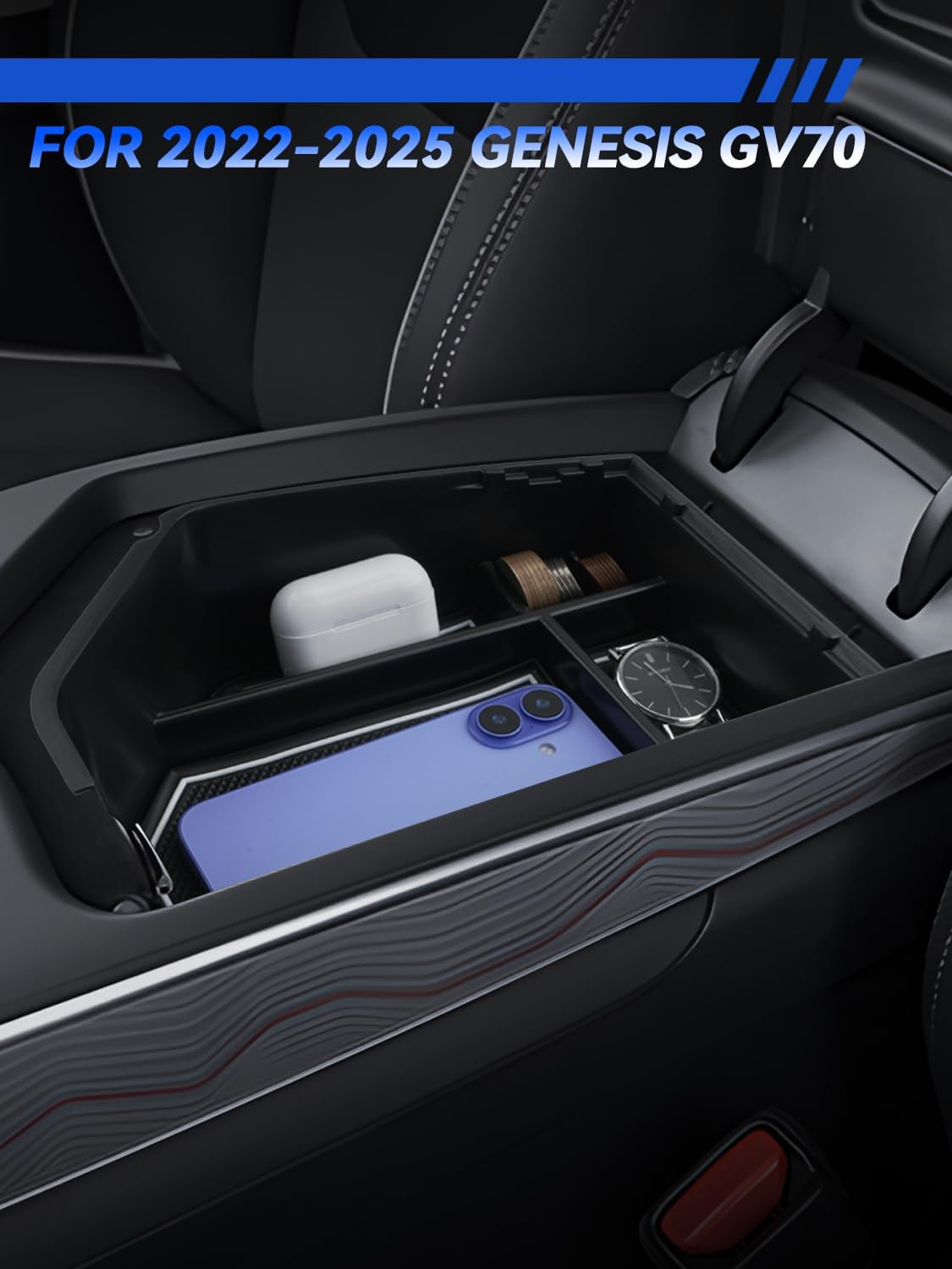 for Genesis GV70 Center Console Organizer Genesis GV70 2022-2025 Accessories Armrest Tray Middle Storage Box Insert Container Durable ABS Plastic