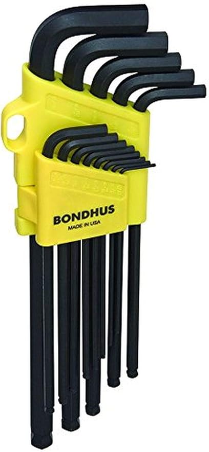 Bondhus 16037 13 PC Ball End Tip Hex Key L-Wrench Set w/ProGuard,Extra Long Arm