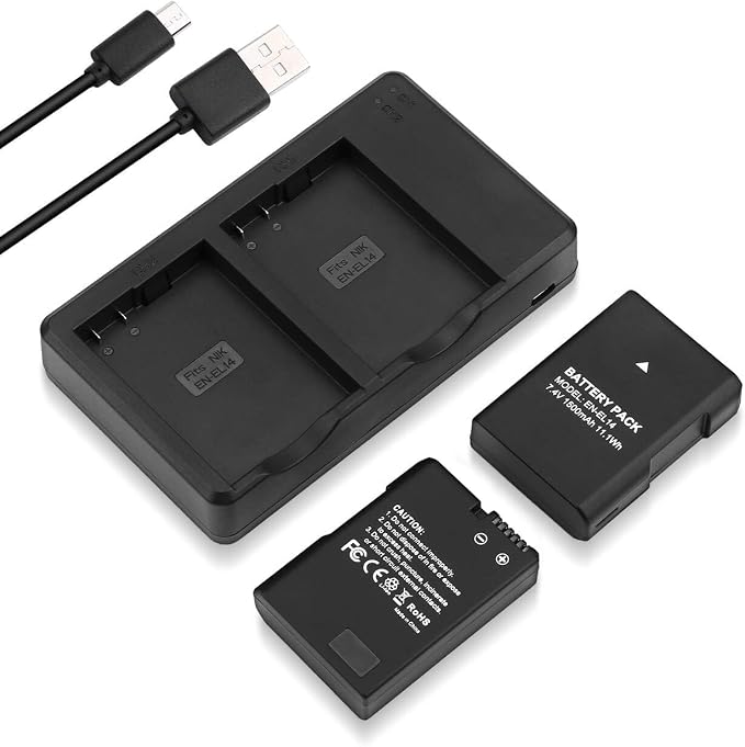 EN-EL14 EN EL14A Battery USB Charger and 2-Pack Rechargeable Batteries