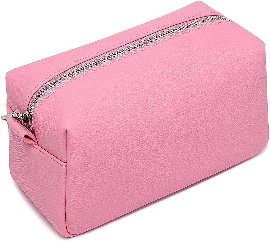 Travel Makeup Bag, Ring Clasp Wristlet Organizer (Azalea Pink)