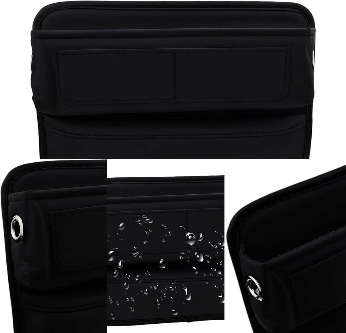 Heran Premium Leather Car Seat Gap Filler Organizer with Card Slots,Universal Fit for Cars, Trucks, and SUVs – Black, 1 Pack (1)