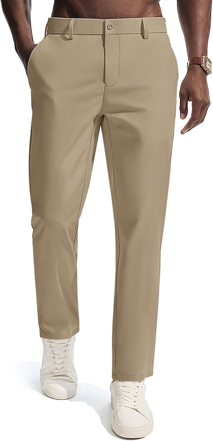 PJ PAUL JONES Men's Golf Pants - Lightweight Stretch Slim Fit Tapered Trousers | Wrinkle-Free Design