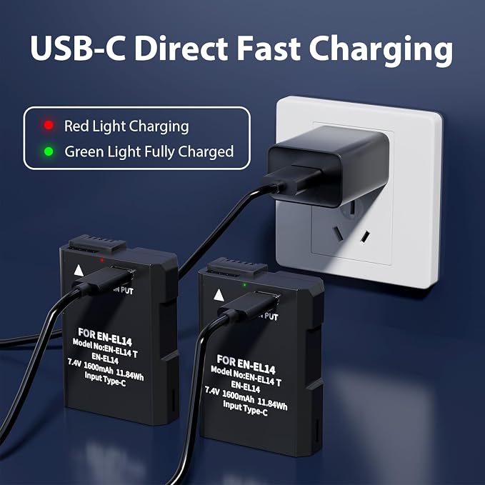 LP EN-EL14 EN-EL14a Battery 1600mAh 2-Pack