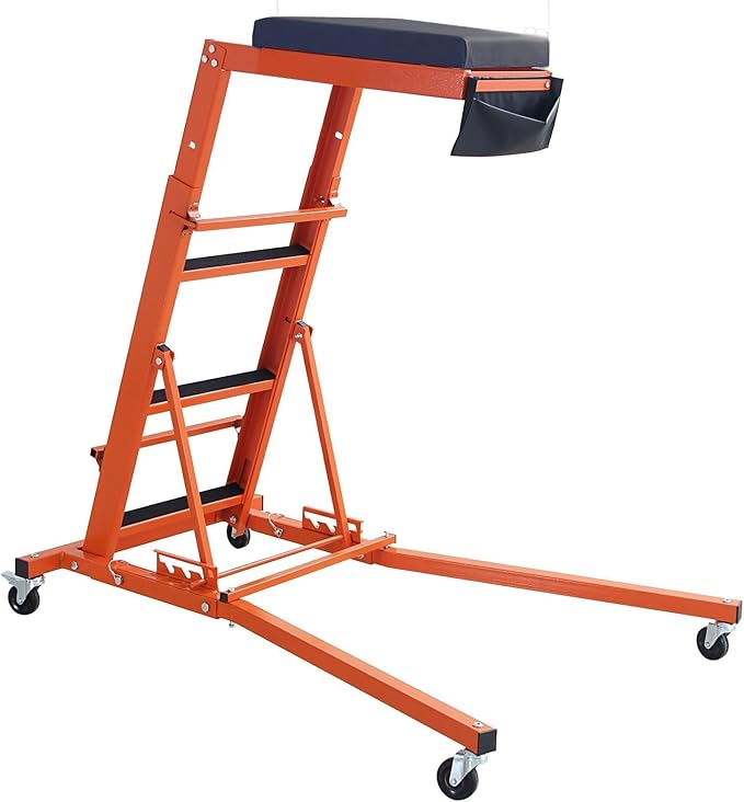 Automotive Top side Creeper, Adjustable Top Side Engine Creeper 48"-66", 400 LBS Capacity Heavy Duty Automotive Engine Creeper with Padded Deck & 4 Swivel Caster Wheels, Black Mat and Orange Body