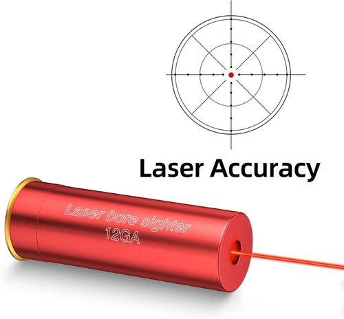 EZshoot Laser Bore Sight - 12 Gauge Red Dot Boresighter with 2 Battery Sets for Precision Shooting