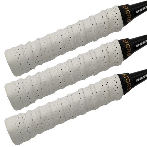 ATGRS Tennis Grip Tacky Tennis Racket Grip Tape Absorbent Anti-Slip Overgrip for Tennis Badminton Pickleball Racquet Handle Grip with Damping Ridges Overgrips (White)