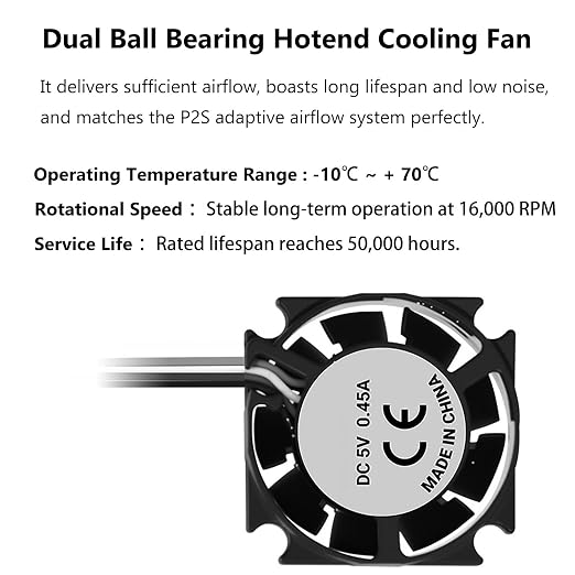for P2S Extruder Hotend Cooling Fan 2510 DC 5V 25x25x10mm 3D Printer Fan |