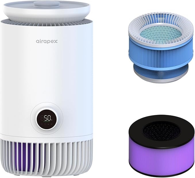 2 in 1 Air Purifier and Evaporative Humidifier Combo for Bedroom, H13 True HEPA Filter, Cool Mist-Free Air Humidifier evaporative WIFI Connect