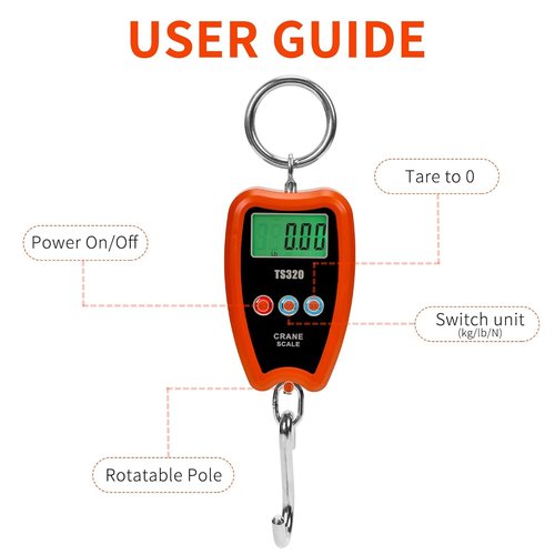 Digital Crane Scale by [Brand Name] - 300kg/660lbs Capacity | LED Handheld Mini Scale for Garage, Farm & Fishing