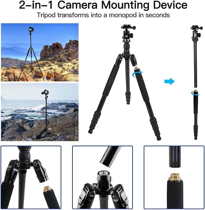 SIRUI Traveler 7A 65.55'' Aluminum Camera Tripod, E-10 Panorama Ball Head and
