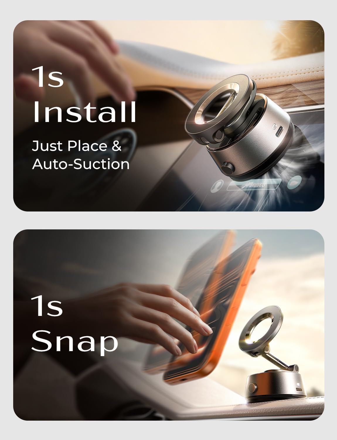 LISEN Suction Phone Mount for Car【Leaves No Residue】, 360 Adjustable Magnetic Phone Holder for Car Dashboard Universal Magsafe Accessories for iPhone 17 Pro Max Air 16 15 14 13 12