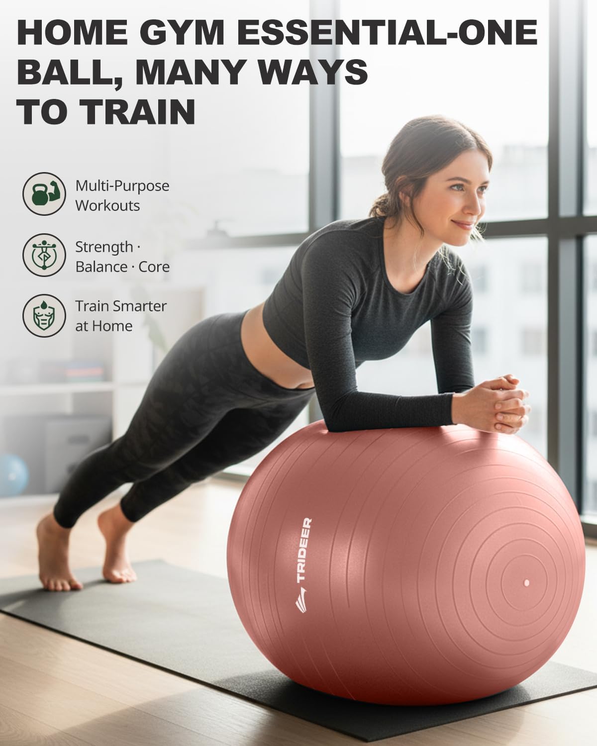 Trideer Exercise Ball - Stability Ball for Yoga & Pilates | Home Gym & Office Chair, 5 Sizes Available