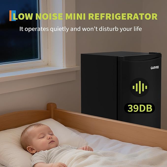 3.2 Cu. Ft. Mini Fridge Freezer, Energy-Efficient, Quiet, Adjustable Shelves