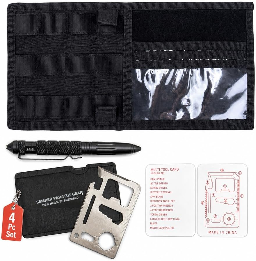 Car Sun Visor Organizer MOLLE Panel w/Multitools - Dad Gift, Black