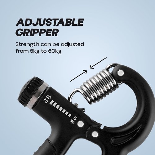 Grip Strength Trainer - Adjustable Hand Grip Exerciser with 11-132 Lbs Resistance | Forearm Strengthener in Black