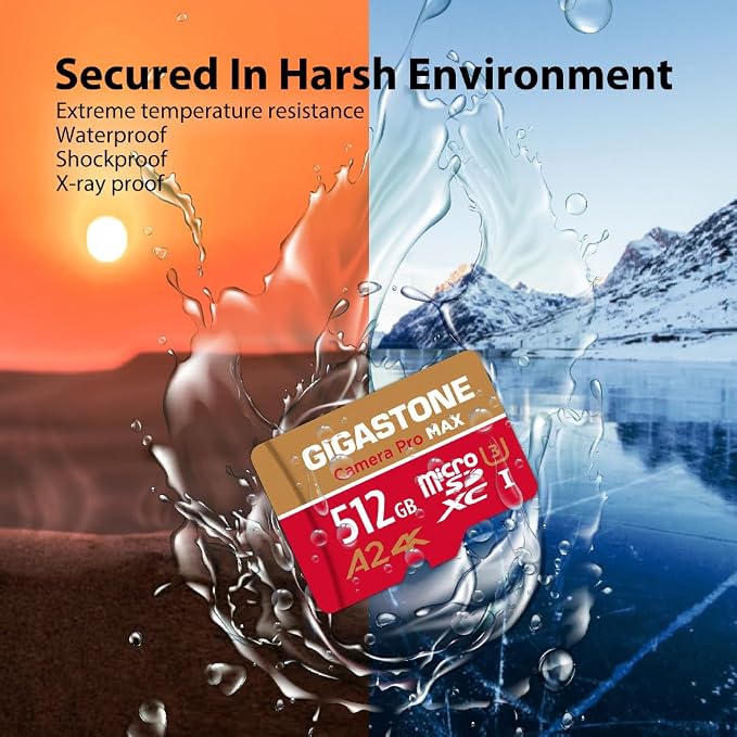【5-Years Data Recovery】 GIGASTONE 512GB Micro SD Card, 4K Camera Pro MAX