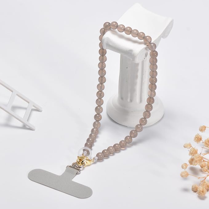 Agate Beaded Phone Wrist Strap for Women Men Stone Beads Charm Handmade