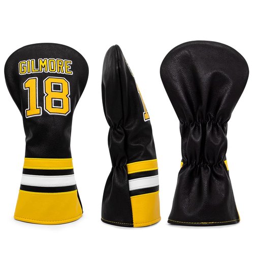 Golf Headcovers Happy Gilmore Golf Club Head Covers Advanced Embroidery Premium Leather Driver Headcover Fairway Wood Covers Hybrid Head Covers, Golf Mallet Blade Putter Cover