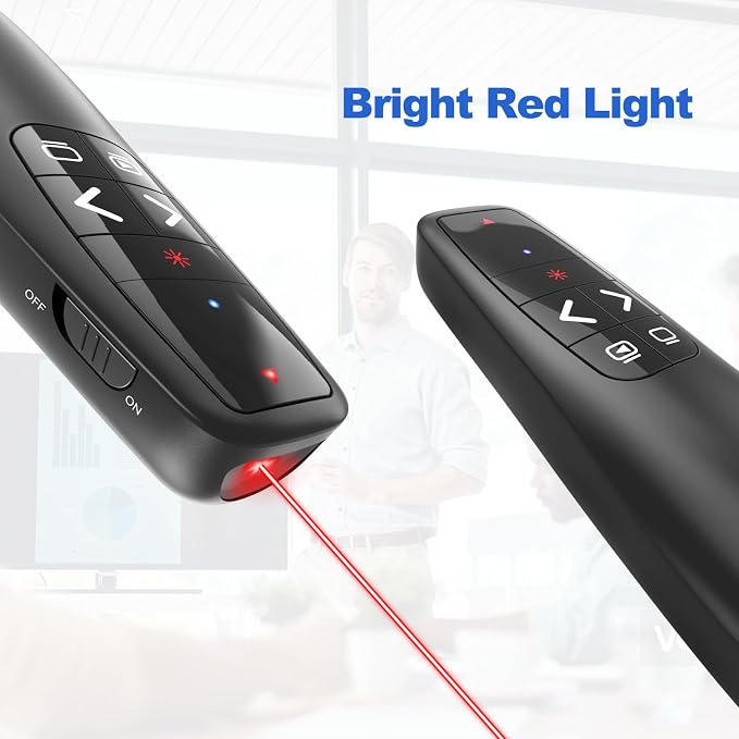 Presentation Clicker with Case Storage: Wireless Presenter Remote: Red Laser