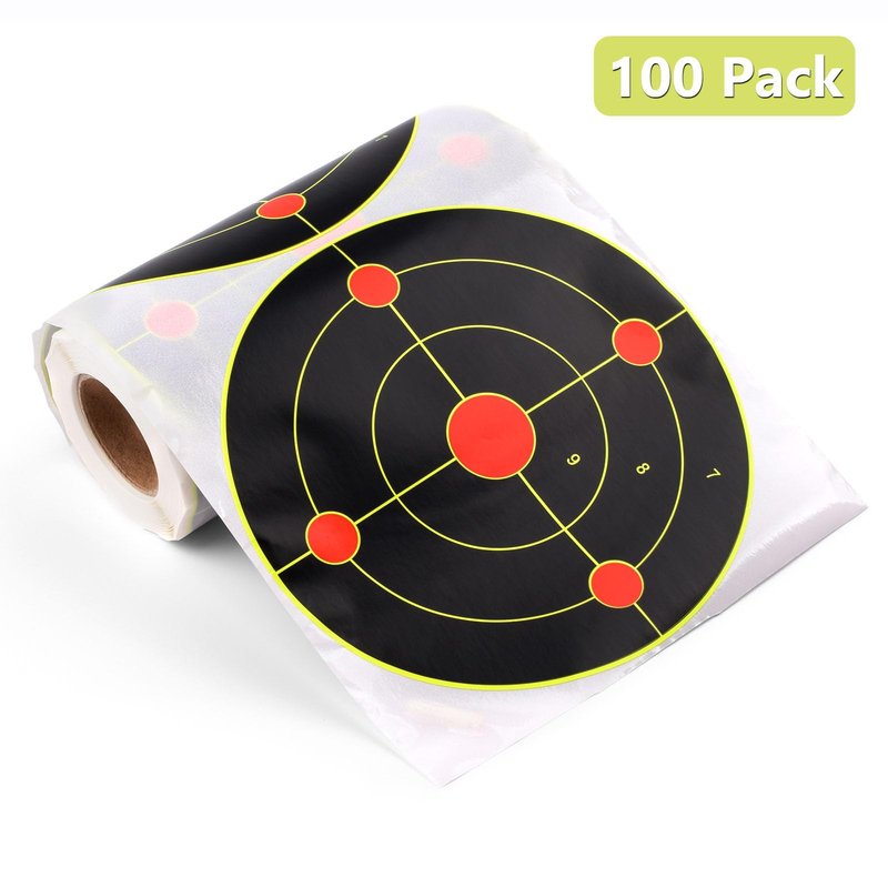 SKLK-SEL 100 Pack Splatter Targets, 6 Inch Splash Reaction Target Paper Stickers with Yellow Effect for BB Guns, Airsoft Guns, Softball Guns, Rifles Indoor and Outdoor Shooting Ranges (Round B)