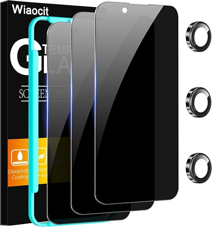 Wiaocit 3 Pack Tempered Glass Privacy Screen Protector