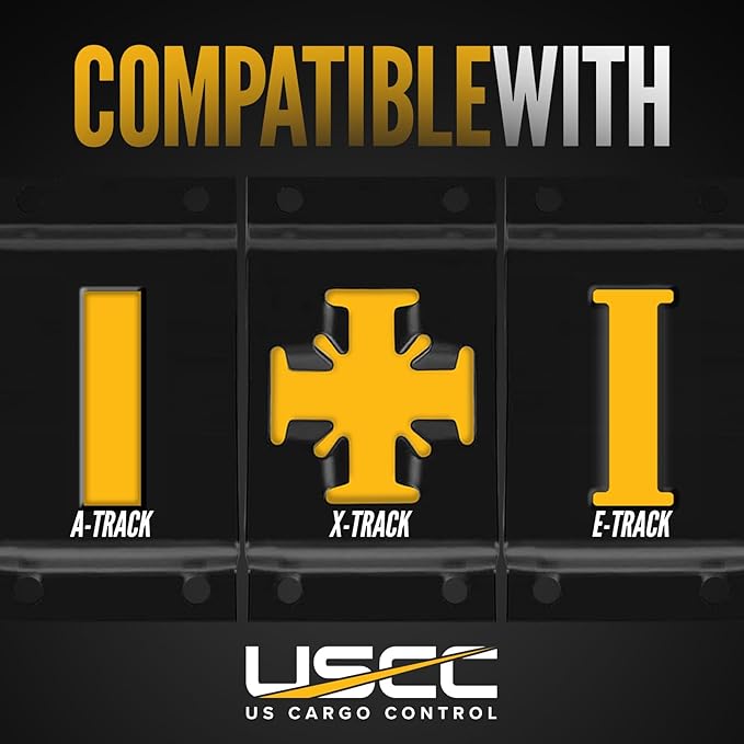 US Cargo Control E Track Straps 2" x 12' (4-Pack), 4,400 LBS Break Strength, Yellow Heavy Duty E Track Ratchet Straps with 4' Fixed End and Spring E-Fittings, Logistic Tiedowns for Box Trucks, Vans