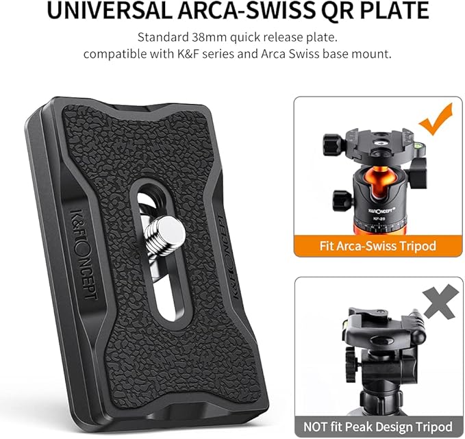 K&F CONCEPT Set of 2 Quick Release Plate Adapter 1/4 Inch Aluminium Tripod Mount