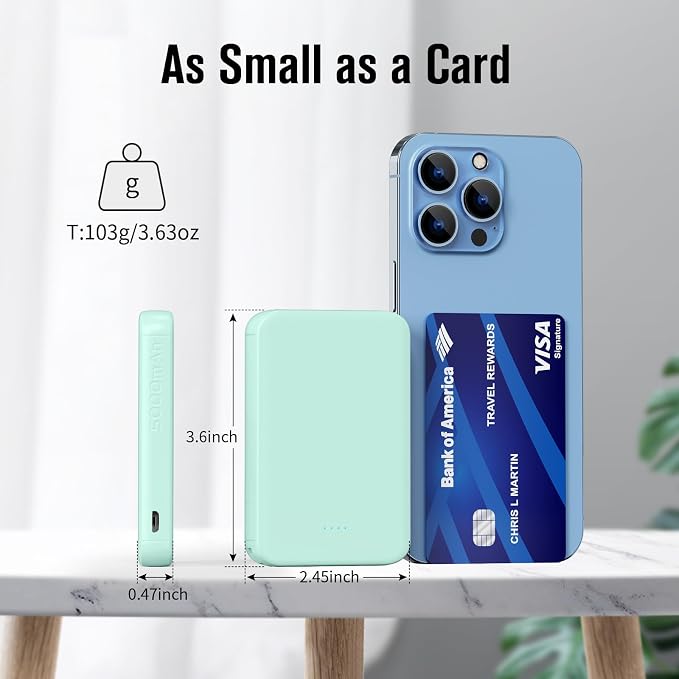 VANYUST S22 Portable Charger, Mini Colorful Power Bank, PowerNano, 5000mAh External Battery Pack Compatible with iPhone 15/14/13/12/11/X All Series and Android Phone