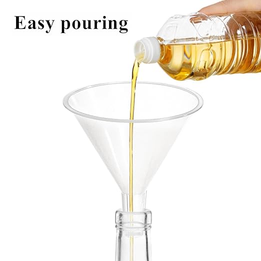 Tebery 20 Pack Plastic Funnels Set, 4.7 Inch Wide Mouth Funnel for Filling Bottles, Large Clear Kitchen Funnels with Long Spout, Reusable Liquid Transfer Funnel for Powder, Oil, Lab, DIY