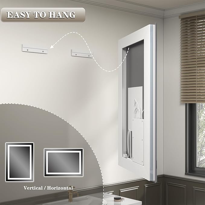 24x36 LED Mirror for Bathroom, Lighted Vanity Mirror for Wall, Dimmable, Anti-Fog, Shatter-Proof, ETL Listed (Front Lights + Backlit)