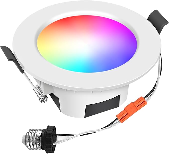 FVTLED Smart Recessed Lighting 4 Inch, Wireless Bluetooth 9W RGBWC Color Changing LED Downlight, 700LM 2700K-6500K Dimmable LED Can Lights - 1 Pack