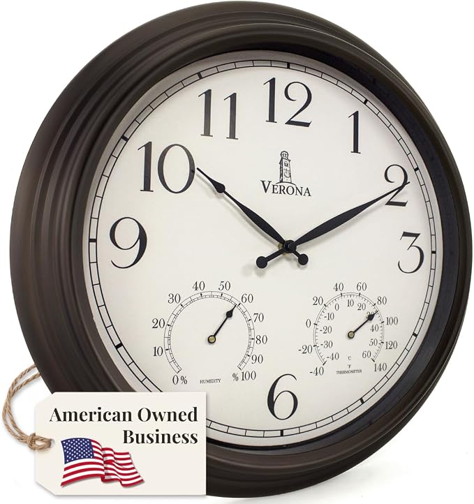 18 inch Outdoor Clocks for Patio Large Waterproof