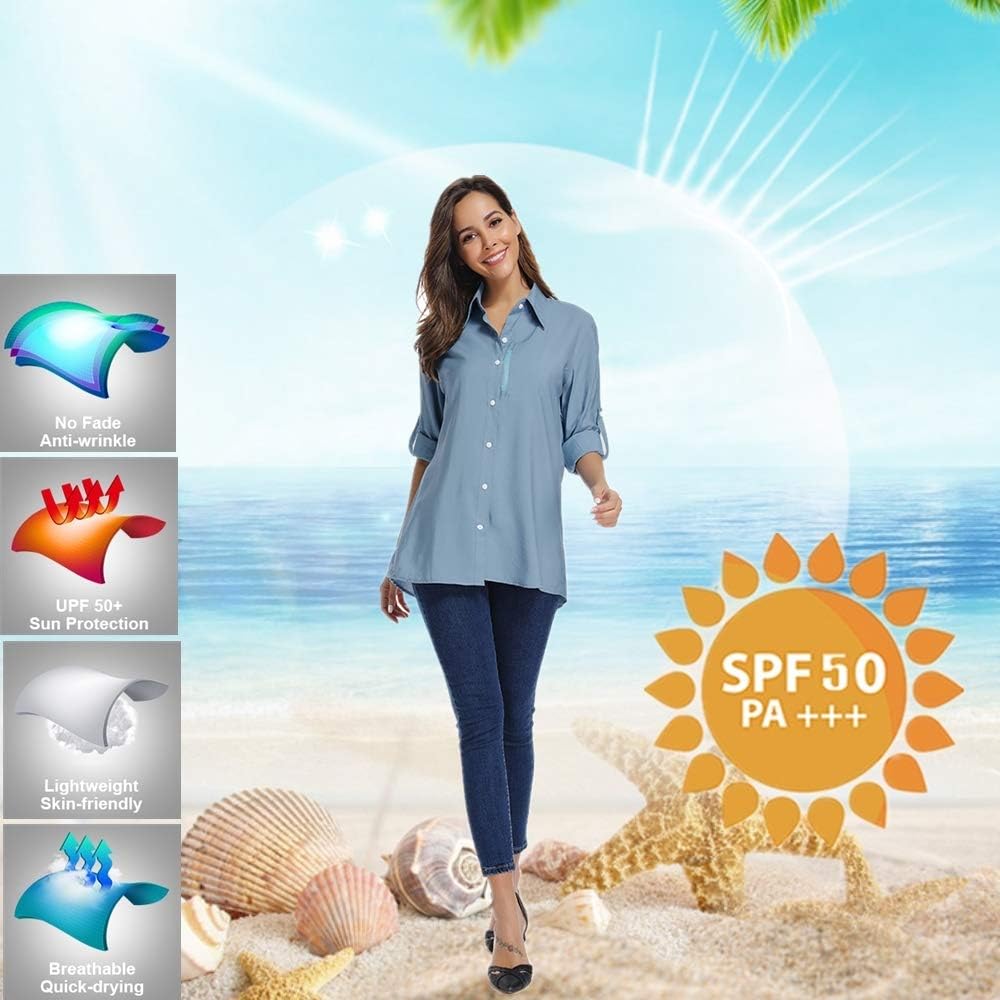 Skiennix Women's UPF 50 Long Sleeve Sun Protection Shirt - Quick Dry for Outdoor Activities
