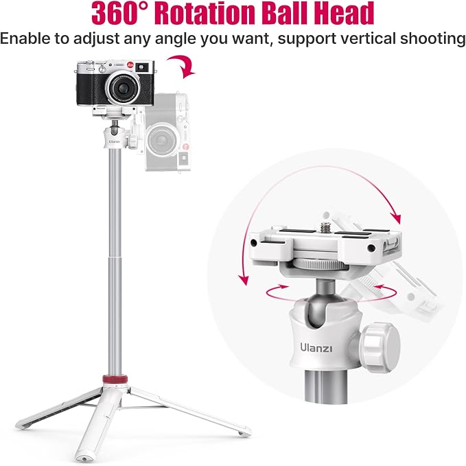 ULANZI MT-44 Extendable Phone Tripod, 360° Ball Head Camera Tripod