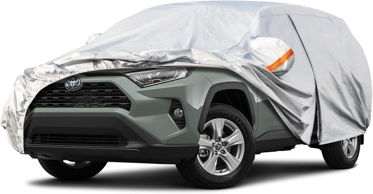 Kayme 6 Layers SUV Car Cover Custom Fit for Toyota RAV4 (2006-2025), Waterproof All Weather for Automobiles,Rain Sun UV Protection.Silver