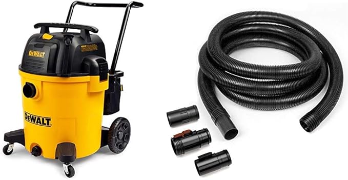 DEWALT 16 Gallon Poly Wet/Dry Vac/Acc & Workshop Wet Dry Vacuum Accessories WS25022A Extra Long Wet Dry Vacuum Hose, 2-1/2-Inch x 20-Feet Locking Wet Dry Vac Hose for Wet Dry Shop Vacuums