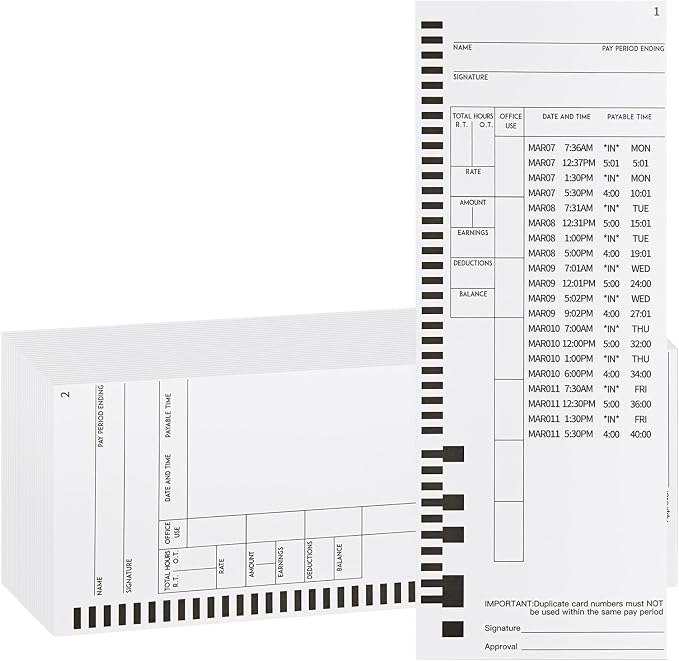 44100-10 Employee Time Cards, 2 Boxes of 100