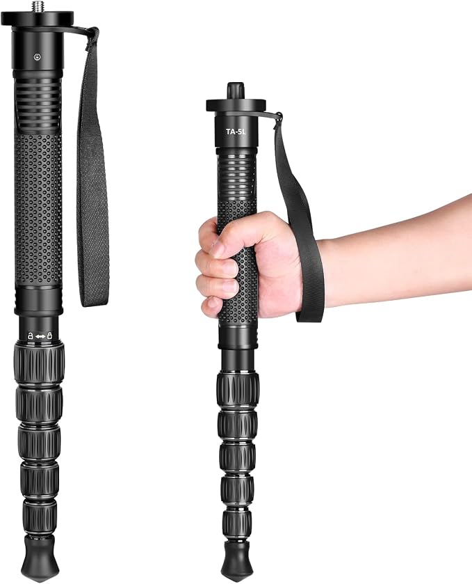 TONYBOO 61” Aluminum Camera Monopod, Lightweight & Portable, 5-Section Travel
